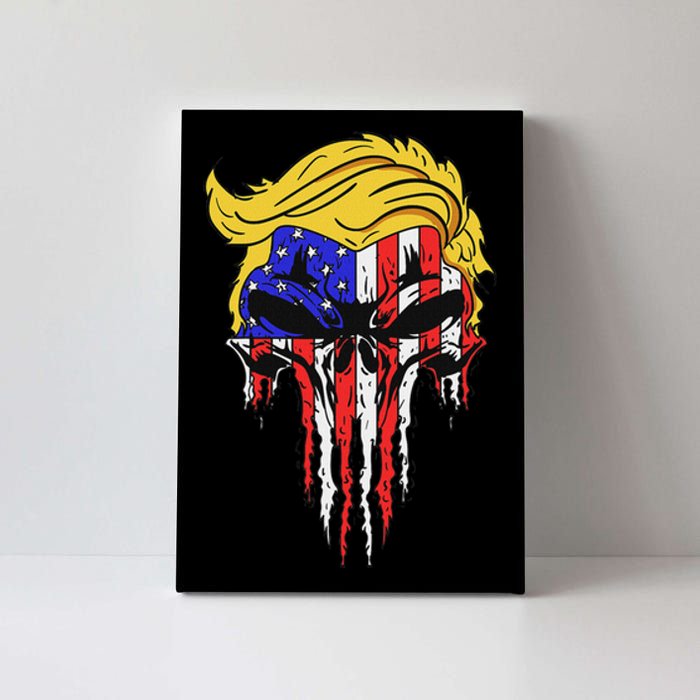 Trump Skull Usa Flag Hair Funny President Design Canvas