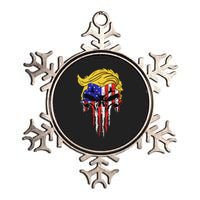 Trump Skull Usa Flag Hair Funny President Design Metallic Star Ornament