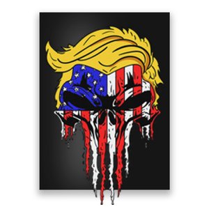 Trump Skull Usa Flag Hair Funny President Design Poster