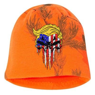 Trump Skull Usa Flag Hair Funny President Design Kati - Camo Knit Beanie