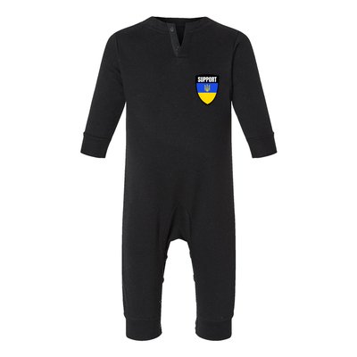 Tatical Support Ukrainian Flag Shield I Stand With Ukraine Military Infant Fleece One Piece