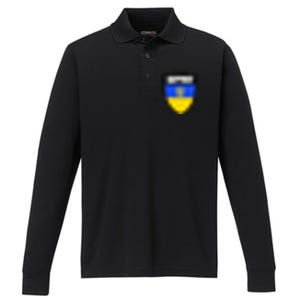 Tatical Support Ukrainian Flag Shield I Stand With Ukraine Military Performance Long Sleeve Polo