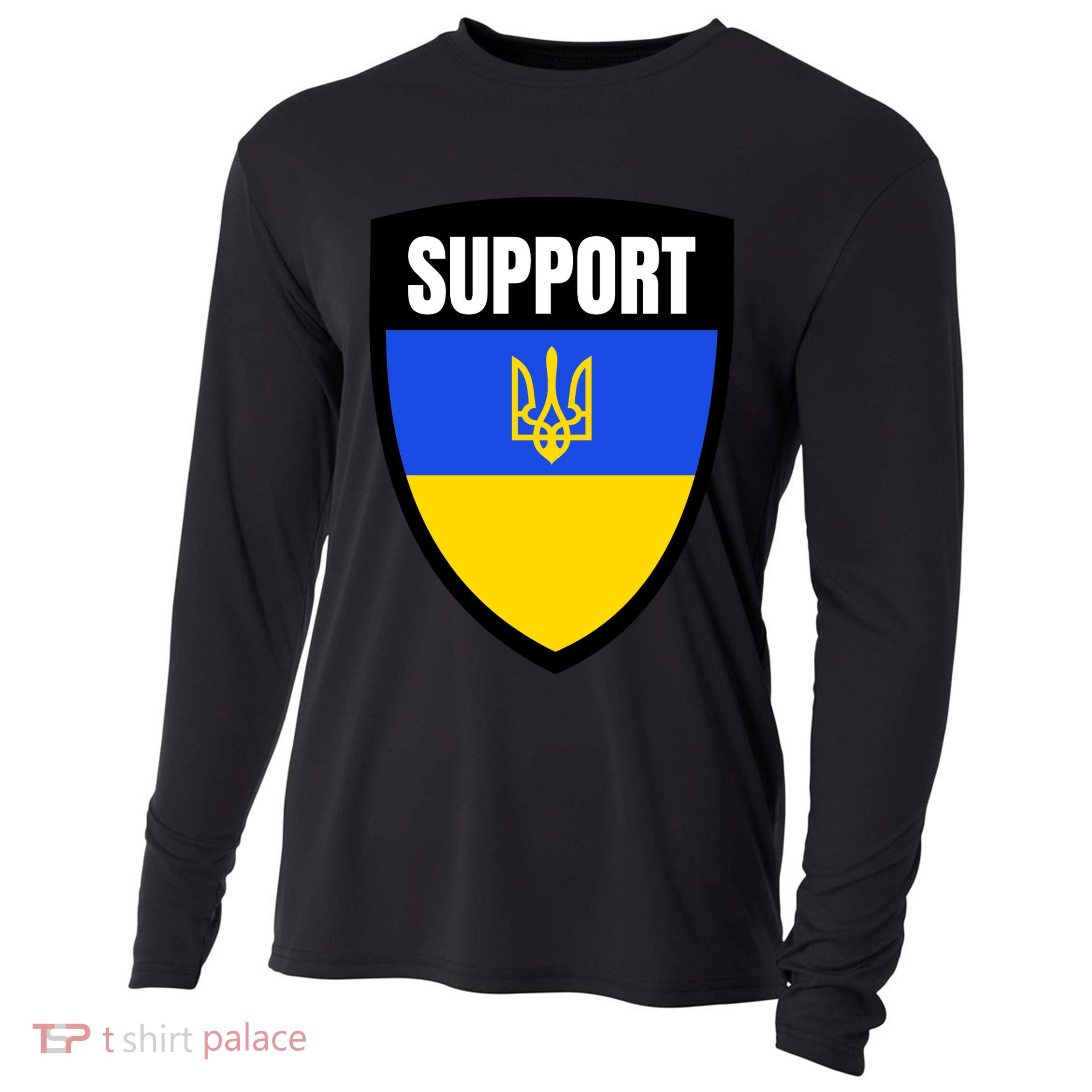 Tatical Support Ukrainian Flag Shield I Stand With Ukraine Military Cooling Performance Long Sleeve Crew