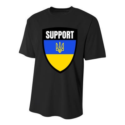 Tatical Support Ukrainian Flag Shield I Stand With Ukraine Military Youth Performance Sprint T-Shirt