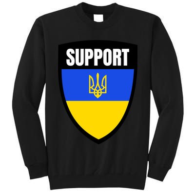 Tatical Support Ukrainian Flag Shield I Stand With Ukraine Military Tall Sweatshirt