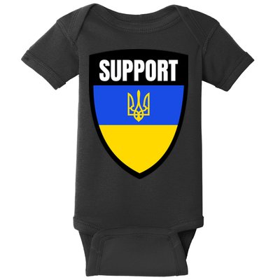 Tatical Support Ukrainian Flag Shield I Stand With Ukraine Military Baby Bodysuit