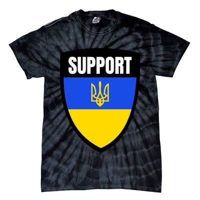 Tatical Support Ukrainian Flag Shield I Stand With Ukraine Military Tie-Dye T-Shirt