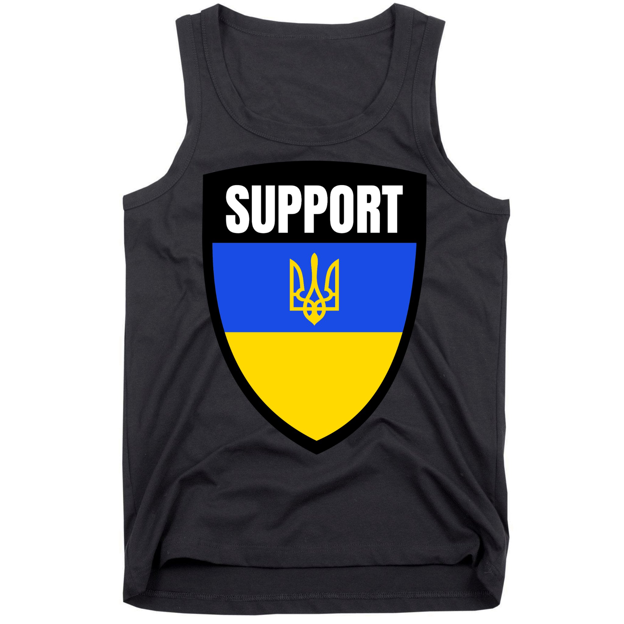 Tatical Support Ukrainian Flag Shield I Stand With Ukraine Military Tank Top