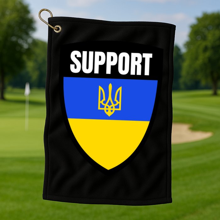 Tatical Support Ukrainian Flag Shield I Stand With Ukraine Military Golf Towel
