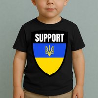 Tatical Support Ukrainian Flag Shield I Stand With Ukraine Military Toddler T-Shirt