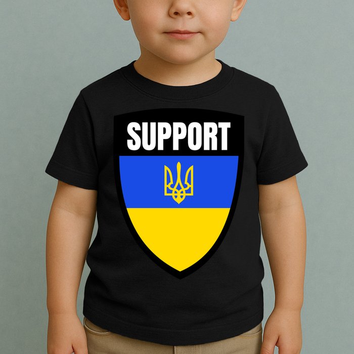 Tatical Support Ukrainian Flag Shield I Stand With Ukraine Military Toddler T-Shirt