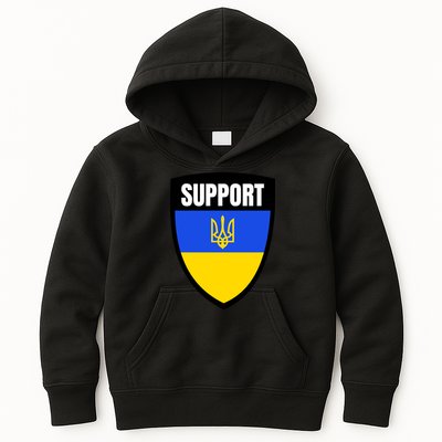Tatical Support Ukrainian Flag Shield I Stand With Ukraine Military Kids Hoodie