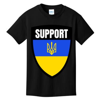 Tatical Support Ukrainian Flag Shield I Stand With Ukraine Military Kids T-Shirt