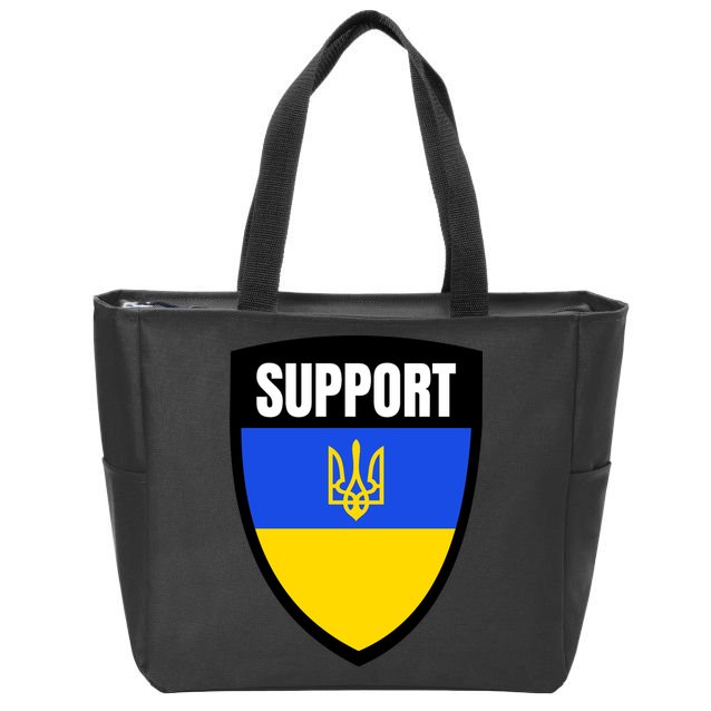 Tatical Support Ukrainian Flag Shield I Stand With Ukraine Military Zip Tote Bag