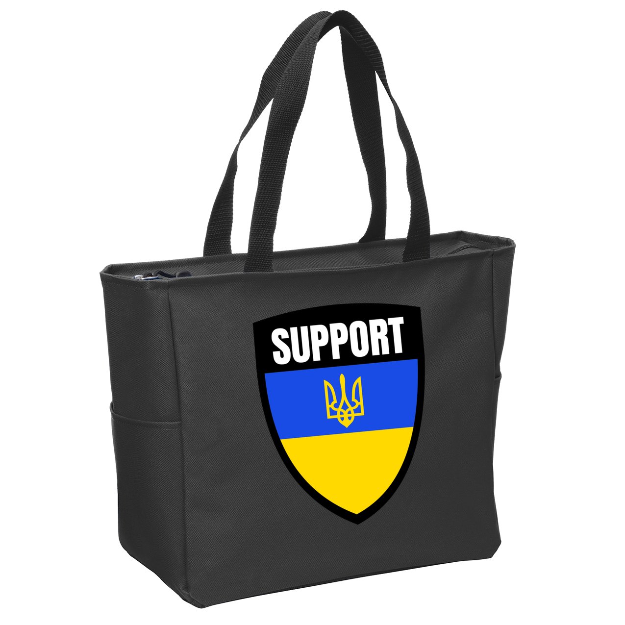 Tatical Support Ukrainian Flag Shield I Stand With Ukraine Military Zip Tote Bag