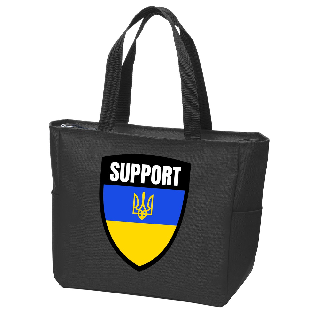 Tatical Support Ukrainian Flag Shield I Stand With Ukraine Military Zip Tote Bag