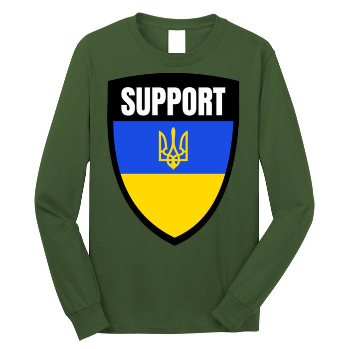 Tatical Support Ukrainian Flag Shield I Stand With Ukraine Military Long Sleeve Shirt