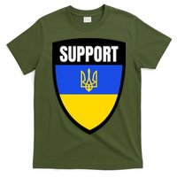 Tatical Support Ukrainian Flag Shield I Stand With Ukraine Military T-Shirt