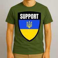Tatical Support Ukrainian Flag Shield I Stand With Ukraine Military T-Shirt