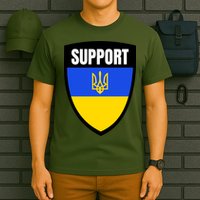 Tatical Support Ukrainian Flag Shield I Stand With Ukraine Military T-Shirt