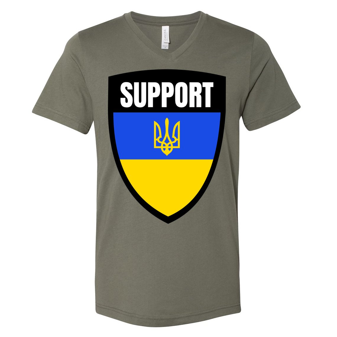 Tatical Support Ukrainian Flag Shield I Stand With Ukraine Military V-Neck T-Shirt