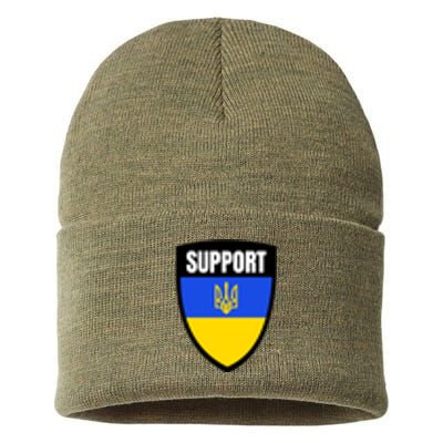 Tatical Support Ukrainian Flag Shield I Stand With Ukraine Military Sustainable Knit Beanie