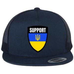 Tatical Support Ukrainian Flag Shield I Stand With Ukraine Military Flat Bill Trucker Hat