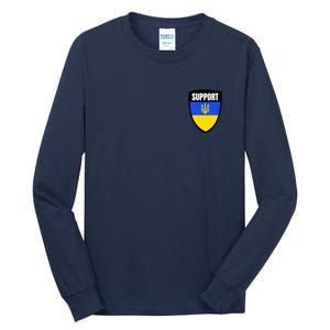 Tatical Support Ukrainian Flag Shield I Stand With Ukraine Military Tall Long Sleeve T-Shirt