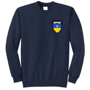 Tatical Support Ukrainian Flag Shield I Stand With Ukraine Military Tall Sweatshirt