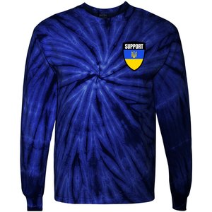 Tatical Support Ukrainian Flag Shield I Stand With Ukraine Military Tie-Dye Long Sleeve Shirt