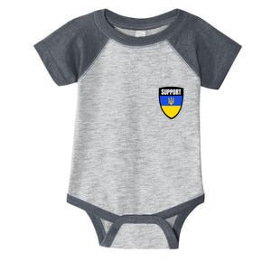 Tatical Support Ukrainian Flag Shield I Stand With Ukraine Military Infant Baby Jersey Bodysuit