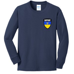 Tatical Support Ukrainian Flag Shield I Stand With Ukraine Military Kids Long Sleeve Shirt