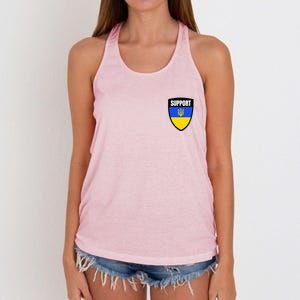 Tatical Support Ukrainian Flag Shield I Stand With Ukraine Military Women's Knotted Racerback Tank