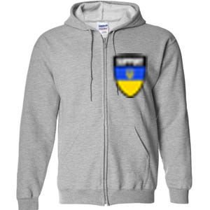 Tatical Support Ukrainian Flag Shield I Stand With Ukraine Military Full Zip Hoodie