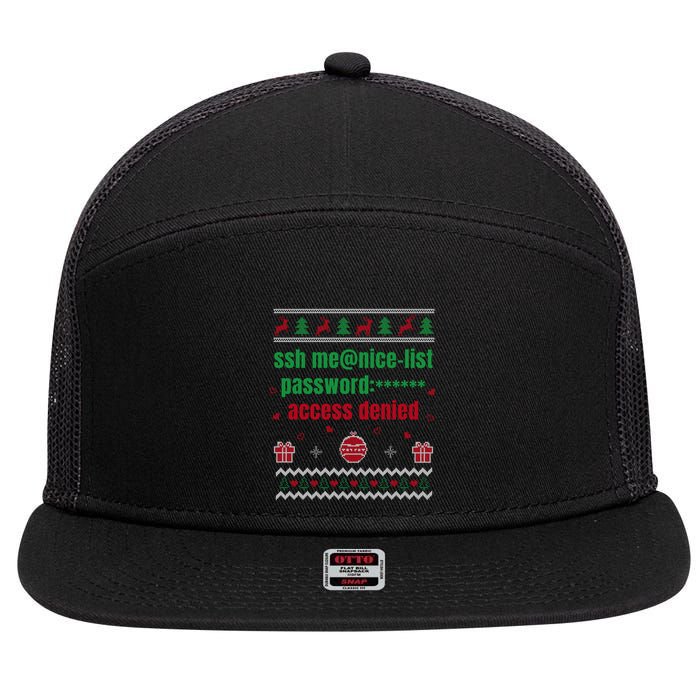 Tech Support Ugly Christmas Funny Computer It Nerd Xmas Long Sleeve 7 Panel Mesh Trucker Snapback Hat