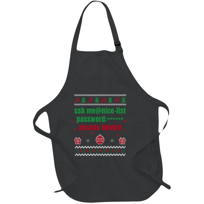 Tech Support Ugly Christmas Funny Computer It Nerd Xmas Long Sleeve Full-Length Apron With Pockets