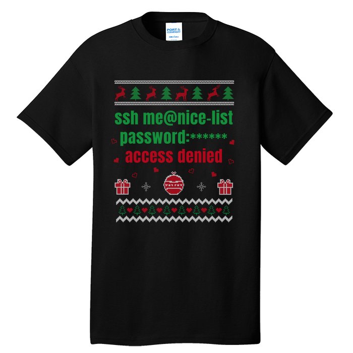 Tech Support Ugly Christmas Funny Computer It Nerd Xmas Long Sleeve Tall T-Shirt