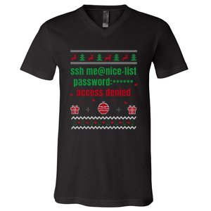 Tech Support Ugly Christmas Funny Computer It Nerd Xmas Long Sleeve V-Neck T-Shirt