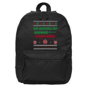 Tech Support Ugly Christmas Funny Computer It Nerd Xmas Long Sleeve 16 in Basic Backpack