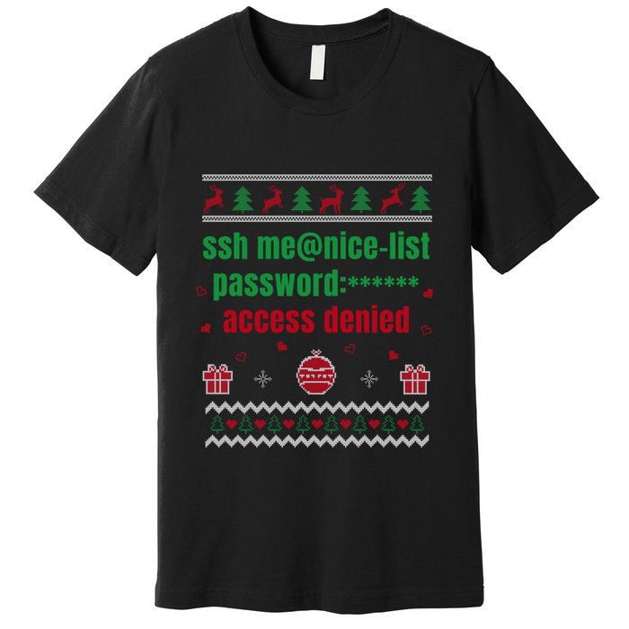Tech Support Ugly Christmas Funny Computer It Nerd Xmas Long Sleeve Premium T-Shirt