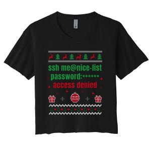 Tech Support Ugly Christmas Funny Computer It Nerd Xmas Long Sleeve Women's Crop Top Tee