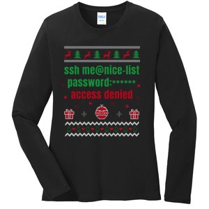 Tech Support Ugly Christmas Funny Computer It Nerd Xmas Long Sleeve Ladies Long Sleeve Shirt