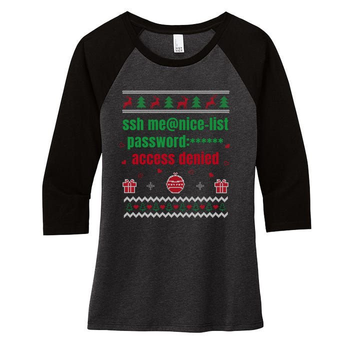 Tech Support Ugly Christmas Funny Computer It Nerd Xmas Long Sleeve Women's Tri-Blend 3/4-Sleeve Raglan Shirt