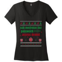 Tech Support Ugly Christmas Funny Computer It Nerd Xmas Long Sleeve Women's V-Neck T-Shirt