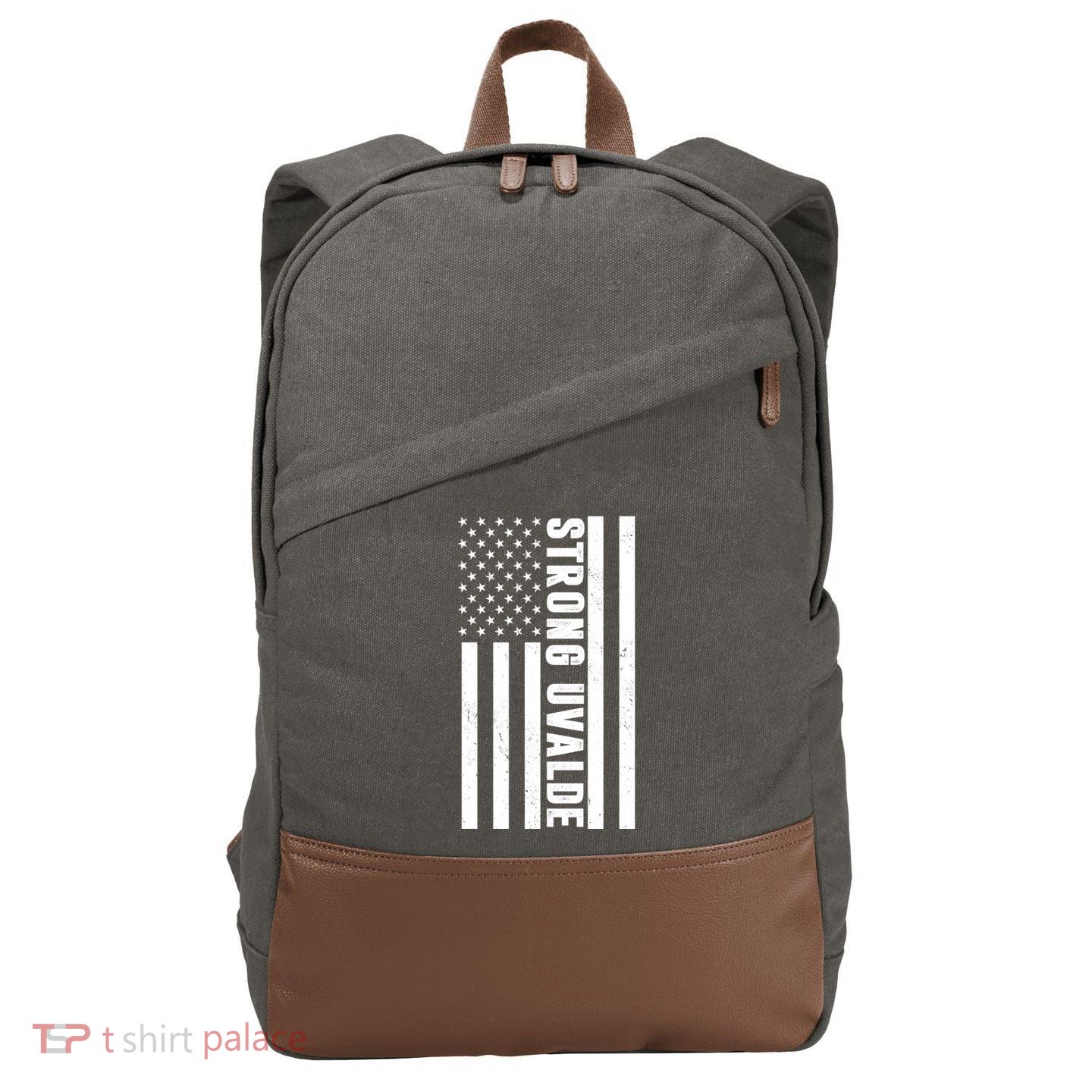 Texas Strong Uvalde United States Flag Cotton Canvas Backpack