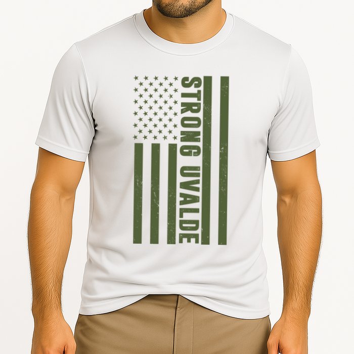 Texas Strong Uvalde United States Flag Cooling Performance Crew T-Shirt