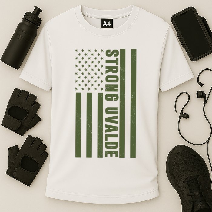 Texas Strong Uvalde United States Flag Cooling Performance Crew T-Shirt