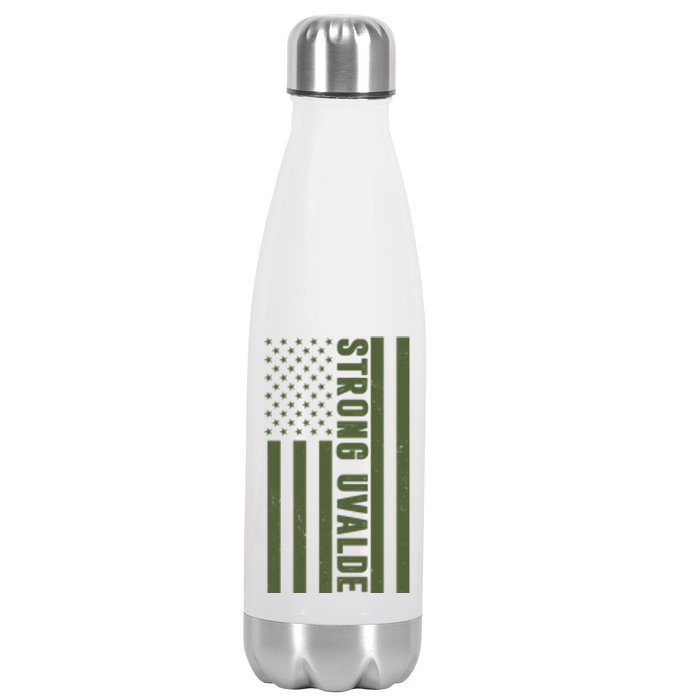 Texas Strong Uvalde United States Flag Stainless Steel Insulated Water Bottle