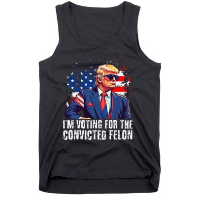 Trump Sunglasses Us Flag I Am Voting Convicted Felon Tank Top