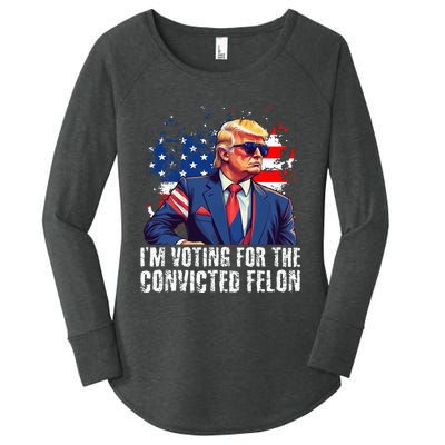 Trump Sunglasses Us Flag I Am Voting Convicted Felon Women's Perfect Tri Tunic Long Sleeve Shirt